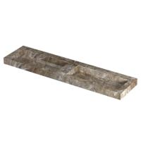 INK Pitch Wastafel keramische slab bak dubbel met drain en front en side skirts zonder kraangaten 180x45x9 Earth glossy - thumbnail