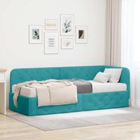 Hoekbedframe met matras Turquoise 80 x 200 cm Fluweel - thumbnail