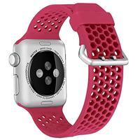By Qubix - Bandje met gaatjes - Rood - Compatible met Apple Watch 38mm / 40mm / 41mm / 42mm - Compatible Apple watch bandjes - thumbnail