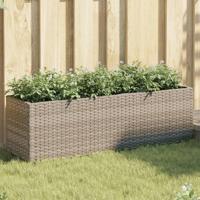 VidaXL Plantenbak met 3 potten 105x30x32 cm poly rattan grijs - thumbnail