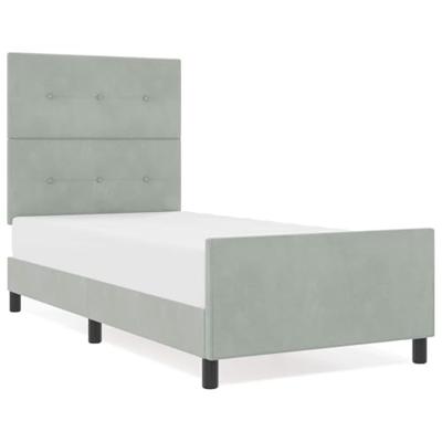 Boxspringbed met hoofdeinde Lichtgrijs 90 x 200 cm Fluweel