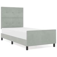 Boxspringbed met hoofdeinde Lichtgrijs 90 x 200 cm Fluweel - thumbnail