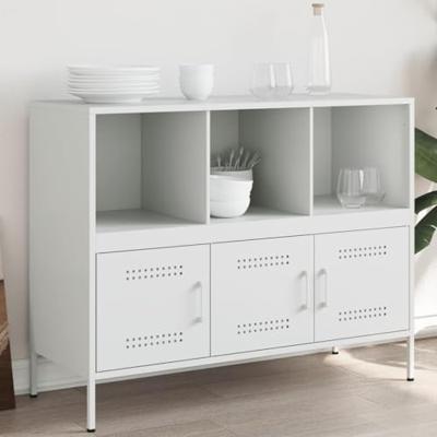 Dressoir 100,5x39x79 cm staal wit