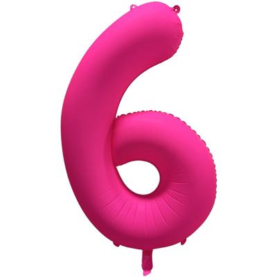 Folieballon Cijfer 6 Neon Roze (86cm)