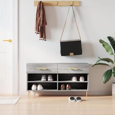 VidaXL Schoenenbank 102x35x55 cm bewerkt hout grijs sonoma eikenkleur VidaXL Schoenenbank 102x35x55 cm bewerkt hout grijs sonoma eikenkleur