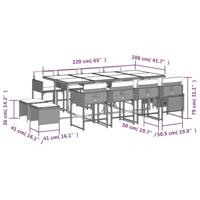 13-delige Tuinset met kussens poly rattan bruin - thumbnail