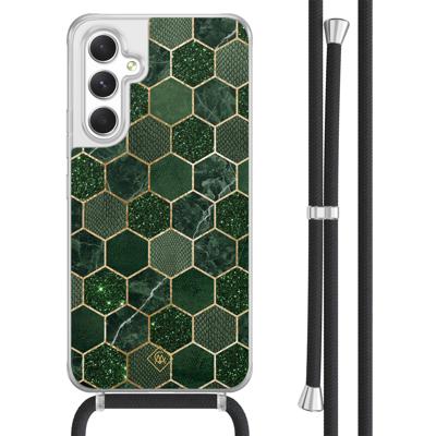 Samsung Galaxy A54 hoesje met koord - Kubus groen
