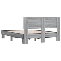 Bedframe bewerkt hout metaal grijs sonoma eiken 150x200 cm - thumbnail