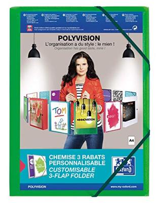 Elastomap Oxford Polyvision A4 met insteektas 3 kleppen PP groen | 12 stuks