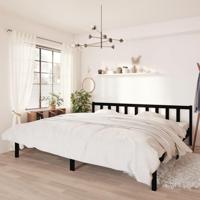 Bedframe massief grenenhout zwart 200x200 cm - thumbnail