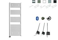 Elektrische Design Radiator Sanicare Plug & Play 172x45 cm Zilvergrijs 596 Watt Met Zwarte Thermostaat En Bluetooth Links Sanicare - thumbnail