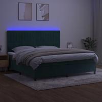 Boxspring met matras en LED fluweel donkergroen 200x200 cm - thumbnail