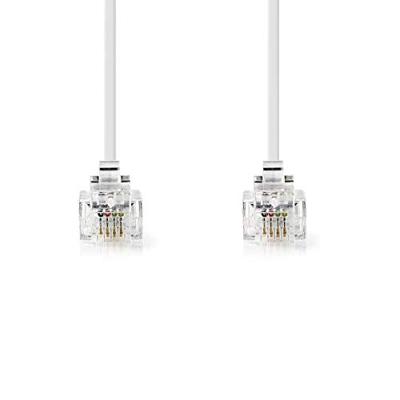 Telecomkabel | RJ11 (6P4C) Female - RJ11 (6P4C) Female | Plat | 5,00 m | Wit