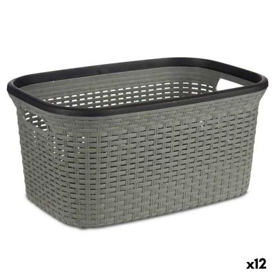 Wasmand Kipit Zwart Grijs Plastic 36 L 36 x 25,5 x 53 cm (12 Stuks)