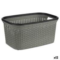 Wasmand Kipit Zwart Grijs Plastic 36 L 36 x 25,5 x 53 cm (12 Stuks) - thumbnail