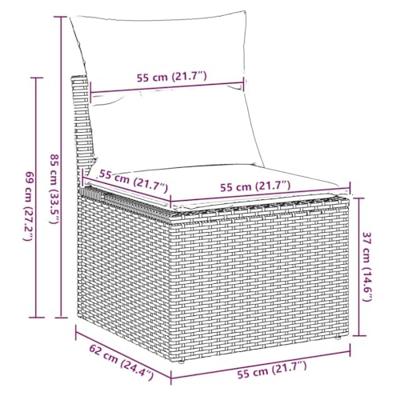 2-delige Loungeset met kussens poly rattan acacia bruin