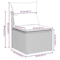2-delige Loungeset met kussens poly rattan acacia bruin - thumbnail