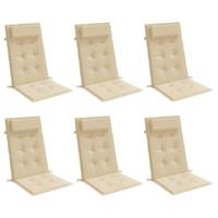 VidaXL Stoelkussens 6 st hoge rug oxford stof beige - thumbnail