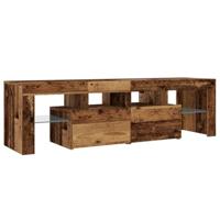 Tv-meubel met LED 140x36,5x40 cm bewerkt hout oud hout - thumbnail
