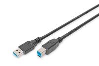 Digitus USB-kabel USB 3.2 Gen1 (USB 3.0 / USB 3.1 Gen1) USB-A stekker, USB-B stekker 1.80 m Zwart Rond, Afgeschermd (drievoudig) AK-300115-018-S - thumbnail