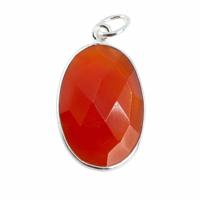 Edelsteen Hanger Ovaal Motivatie - Carneool - 925 Zilver (20 mm) - thumbnail