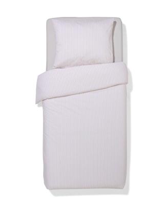 HEMA Dekbedovertrek 140x200/220cm zacht katoen strepen beige (beige)