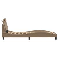 Bedframe met hoofdbord kunstleer cappuccinokleurig 90x200 cm - thumbnail