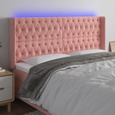 Hoofdbord LED 183x16x118/128 cm fluweel roze