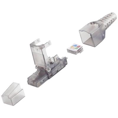 BKL Electronic RJ45-stekker, zonder gereedschap, UTP, Cat 6A 10121200 Stekker, recht Aantal polen (sensoren) 8P8C Transparant 1 stuk(s)