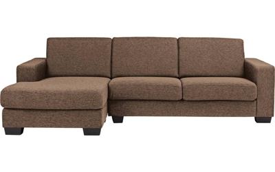 Goossens Hoekbank N-joy Divana Met Chaise Longue bruin, stof, 2,5-zits, stijlvol landelijk met chaise longue links