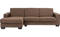 Goossens Hoekbank N-joy Divana Met Chaise Longue bruin, stof, 2,5-zits, stijlvol landelijk met chaise longue links - thumbnail