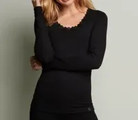 Dames thermo shirt Lange mouw - Kanten Thermo ondergoed dames - Viloft - Diepe hals - thumbnail