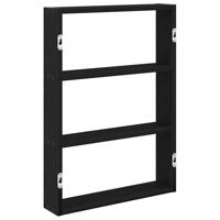 Wandschap 43x9x60 cm bewerkt hout zwart - thumbnail