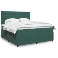 Boxspring met matras fluweel donkergroen 200x200 cm - thumbnail