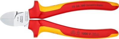 Knipex Zijsnijtang verchroomd ge‹soleerd met meer-componentengrepen, VDE-getest 160 mm - 7026160