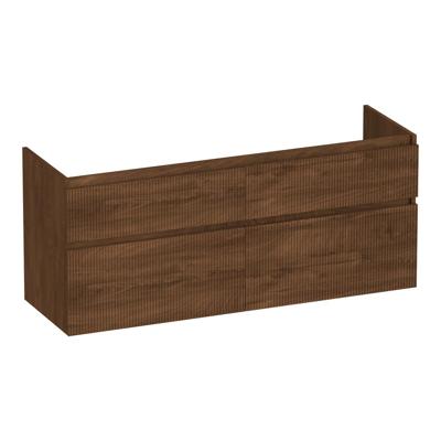 Brauer Delight Wavy - Onderkast - 140 cm - met 4 Softclose Lades Greeploos en 2 Sifon Uitsparingen - Forest Cacao