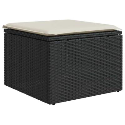 6-delige Loungeset met kussens poly rattan zwart