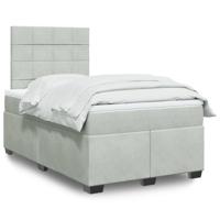 Boxspring met matras fluweel lichtgrijs 120x190 cm - thumbnail