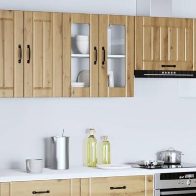 Keukenbovenkast met glazen deur Lucca bewerkt hout artisanaal eiken