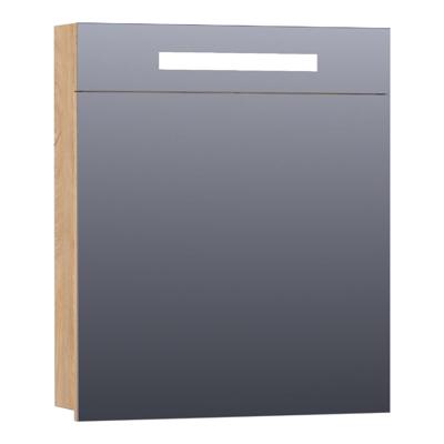 Brauer Promise Spiegelkast - 60 cm - met Directe Verlichting - 1 Rechtsdraaiende Enkelzijdige Spiegeldeur - Forest Tan