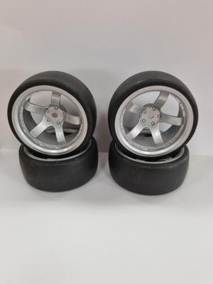 Fastrax 1/10 drift banden op 5 spaaks velgen - Satin Silver