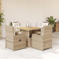 5-delige Tuinset met kussens poly rattan beige - thumbnail