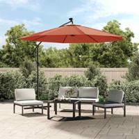 VidaXL Zweefparasol met led-verlichting en stalen paal terracottakleur - thumbnail