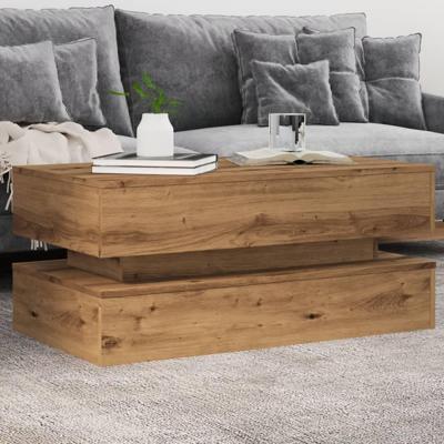 Salontafel met LED-verlichting 90x50x40cm artisanaal eikenkleur