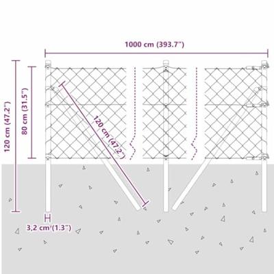 VidaXL Afrasteringspaal grijs 10 x 0,8 m (60 x 60 mm gaas)