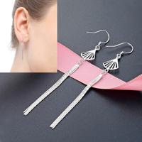 Vrouwen mode S925 zilver oor haak lange mantel kwast Earring - thumbnail