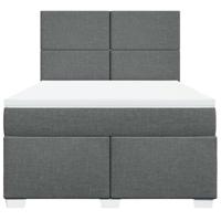 Boxspring met matras stof donkergrijs 140x190 cm - thumbnail