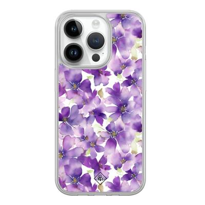 iPhone 14 Pro hybride hoesje - Floral violet
