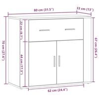 Dressoir 80x33x70 cm bewerkt hout artisanaal eikenkleurig - thumbnail