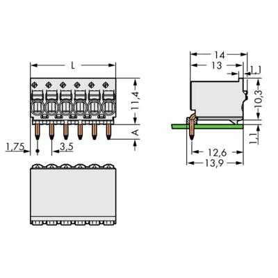 WAGO 2091-1374 Male behuizing (board) 2091 Totaal aantal polen: 4 Rastermaat: 3.50 mm Inhoud: 200 stuk(s)